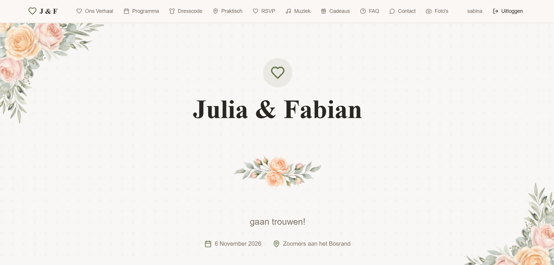 Julia & Fabian — Trouwwebsite — branding & website