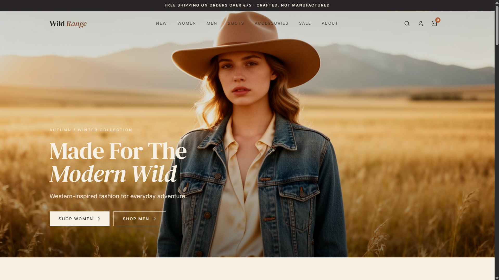 Western Fashion Webshop — Webshop-concept — webdesign & branding